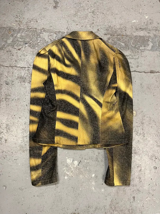 FW2000 Roberto Cavalli Savage Black & Yellow Blazer Jacket tsWGUCn 6