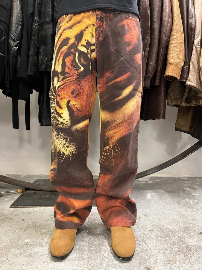 FW2000 Roberto Cavalli Savage Orange Tiger Pants (M) wTnwuvC 1