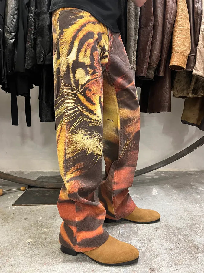 FW2000 Roberto Cavalli Savage Orange Tiger Pants (M) wTnwuvC 2