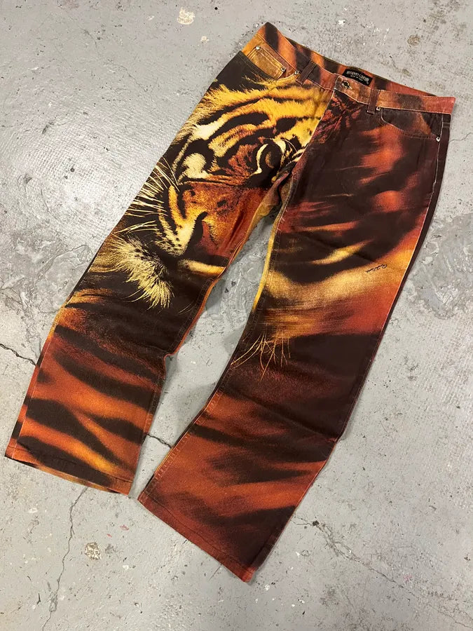 FW2000 Roberto Cavalli Savage Orange Tiger Pants (M) wTnwuvC 4