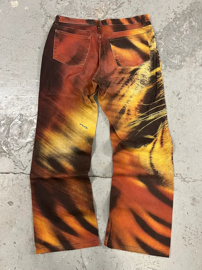 FW2000 Roberto Cavalli Savage Orange Tiger Pants (M) wTnwuvC 6