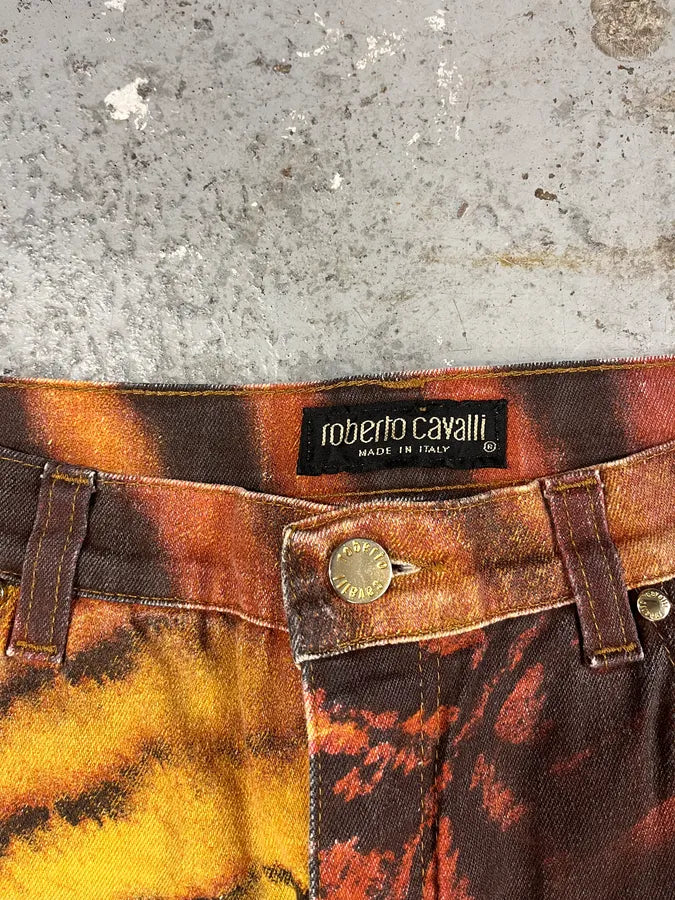 FW2000 Roberto Cavalli Savage Orange Tiger Pants (M) wTnwuvC 8