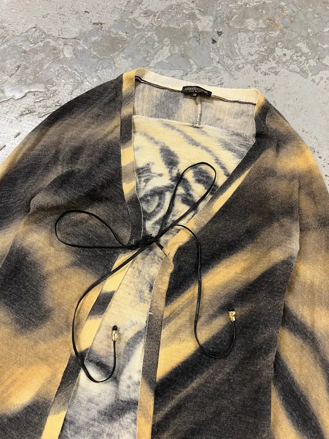 FW2000 Roberto Cavalli Savage Tiger Wool Silk Cardigan Top (XS) 3