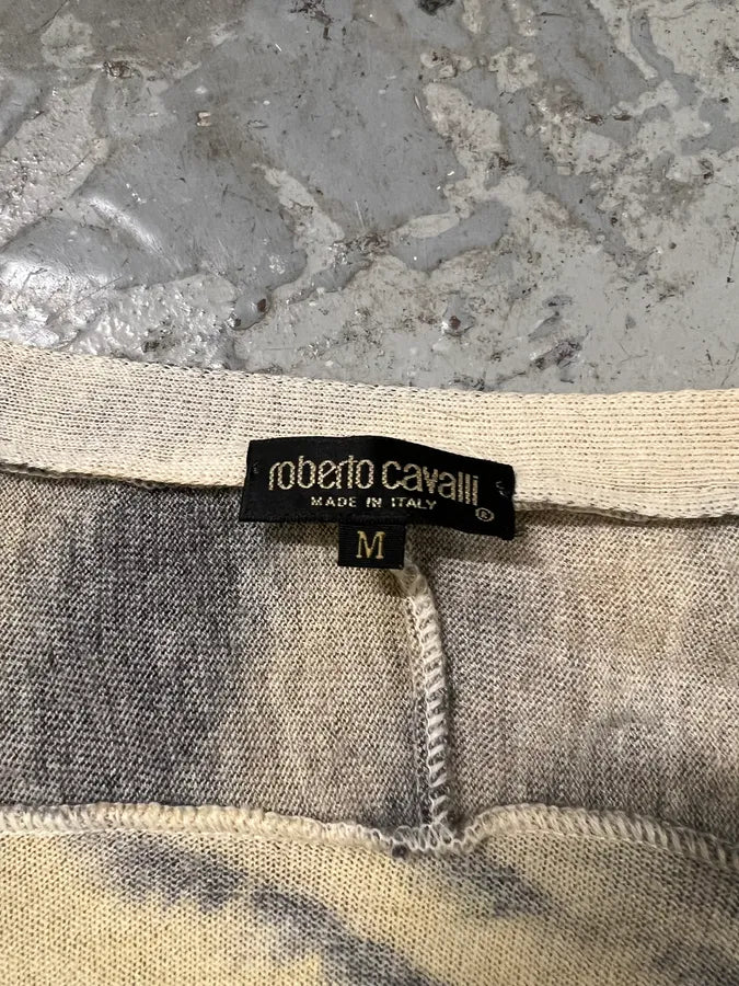 FW2000 Roberto Cavalli Savage Tiger Wool Silk Cardigan Top (XS) 4