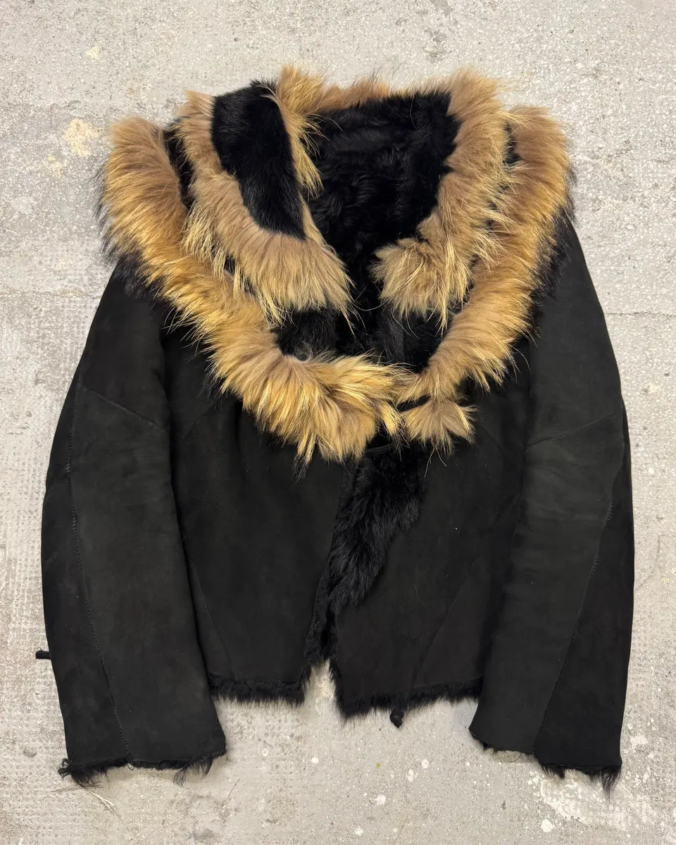 FW1998 Roberto Cavalli Shearling Fur Black Jacket (XS/S) 1