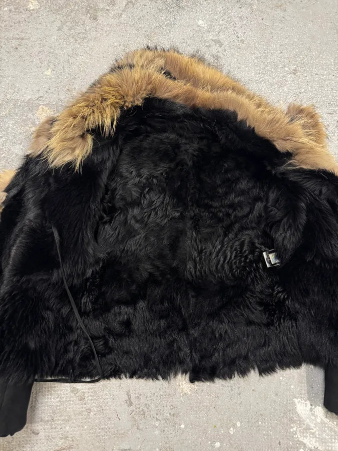 FW1998 Roberto Cavalli Shearling Fur Black Jacket (XS/S) 3