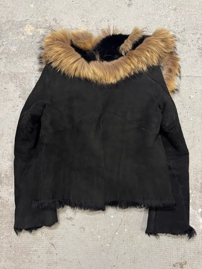 FW1998 Roberto Cavalli Shearling Fur Black Jacket (XS/S) 4