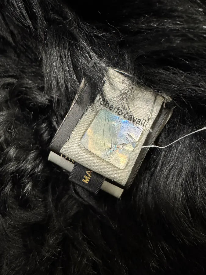 FW1998 Roberto Cavalli Shearling Fur Black Jacket (XS/S) 9