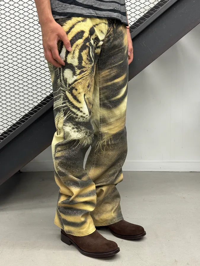 FW2000 Roberto Cavalli Tiger Print Pants wKPGmVT 2