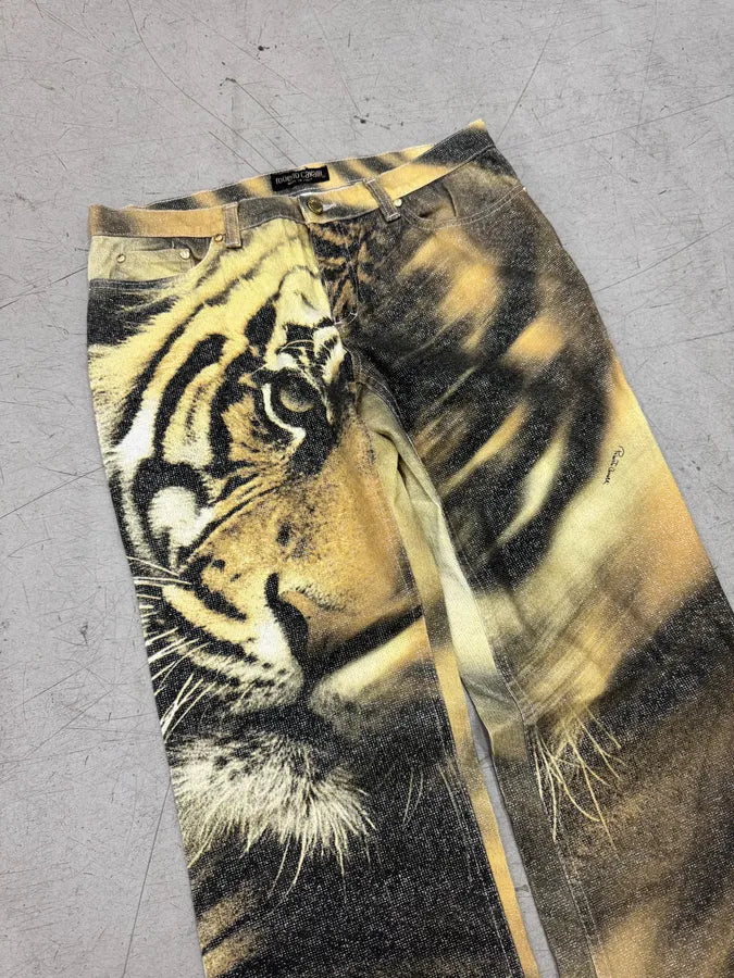 FW2000 Roberto Cavalli Tiger Print Pants wKPGmVT 6
