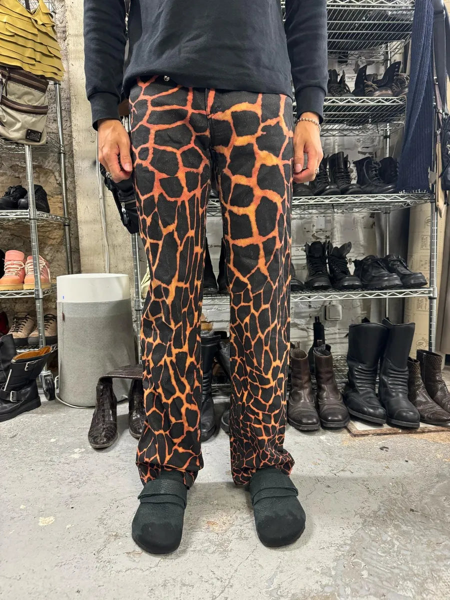 FW2000 Roberto Cavalli Vulcan Seisma Black & Orange Pants vREYHgt 1