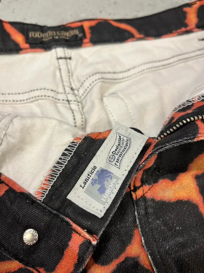 FW2000 Roberto Cavalli Vulcan Seisma Black & Orange Pants vREYHgt 11