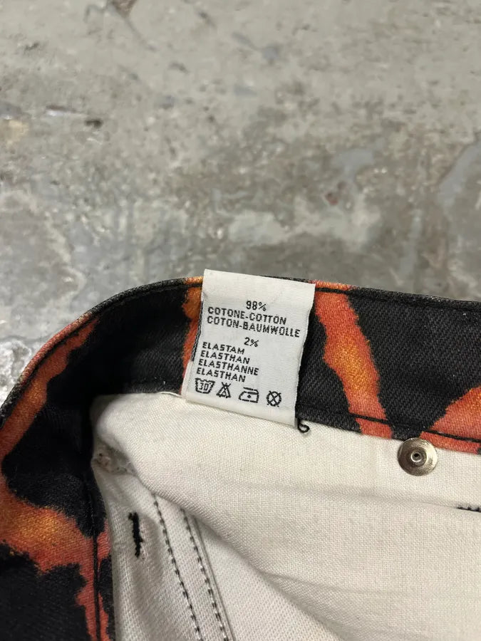 FW2000 Roberto Cavalli Vulcan Seisma Black & Orange Pants vREYHgt 12