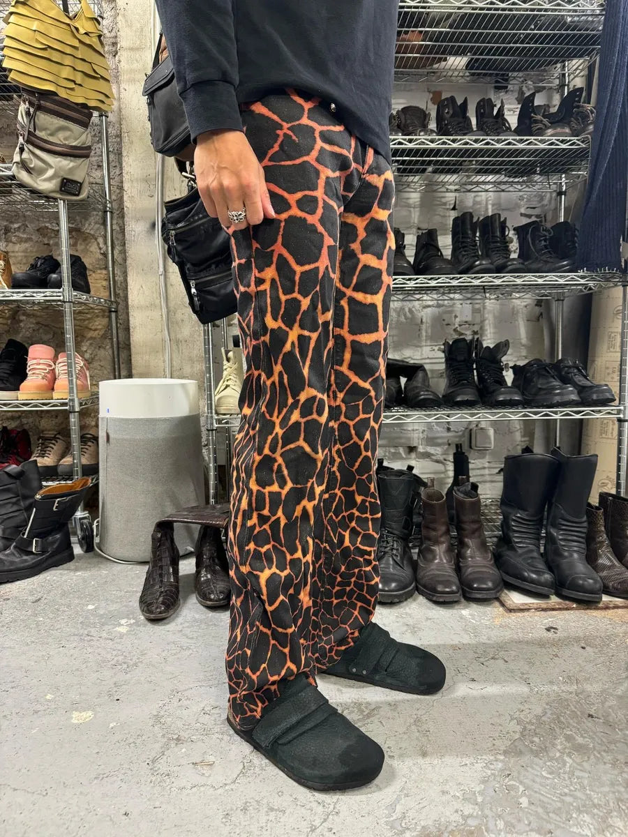 FW2000 Roberto Cavalli Vulcan Seisma Black & Orange Pants vREYHgt 3