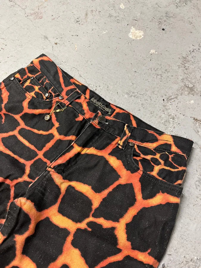 FW2000 Roberto Cavalli Vulcan Seisma Black & Orange Pants vREYHgt 5