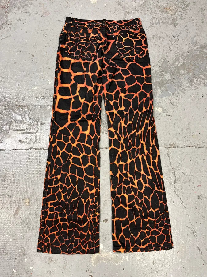 FW2000 Roberto Cavalli Vulcan Seisma Black & Orange Pants vREYHgt 7