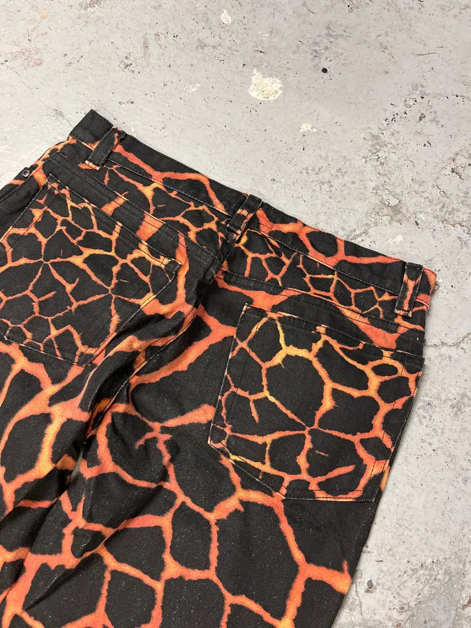 FW2000 Roberto Cavalli Vulcan Seisma Black & Orange Pants vREYHgt 8