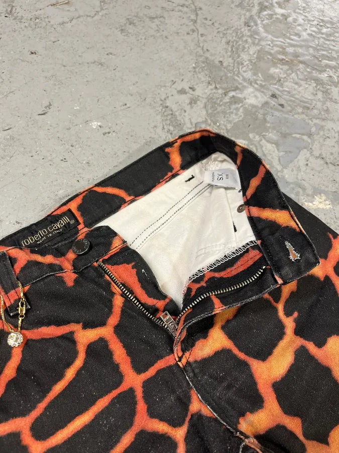 FW2000 Roberto Cavalli Vulcan Seisma Black & Orange Pants vREYHgt 9
