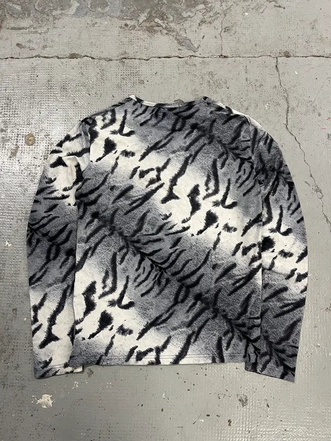 FW2000 Roberto Cavalli White & Blue Zebra Savage Longsleeves PrAfXpq 6