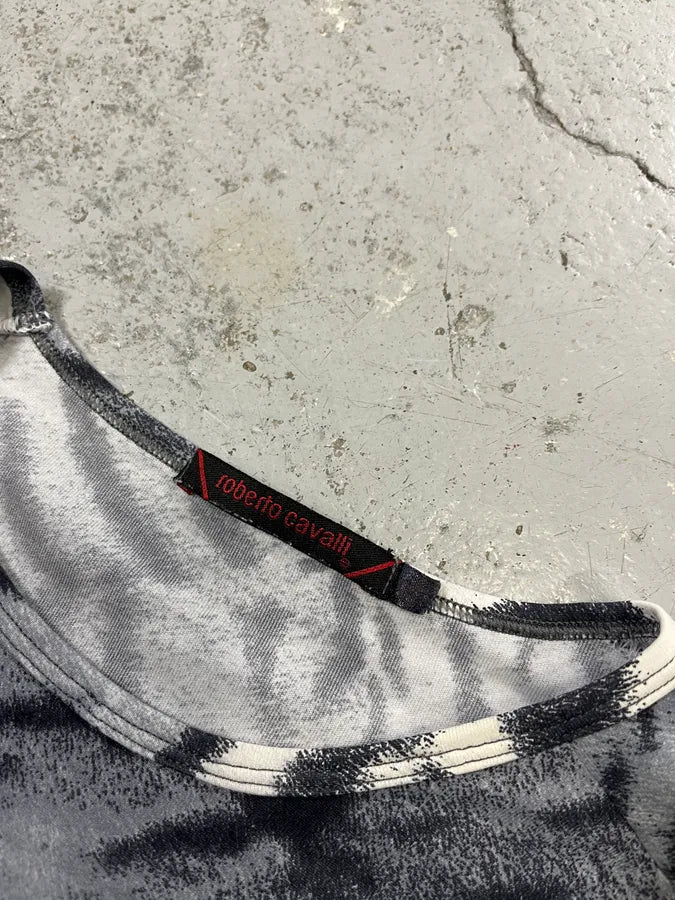 FW2000 Roberto Cavalli White & Blue Zebra Savage Longsleeves PrAfXpq 7