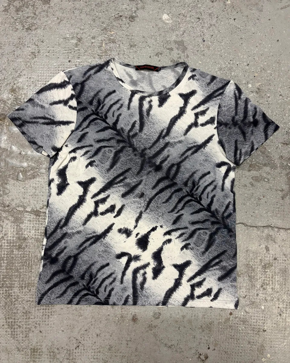 FW2000 Roberto Cavalli Zebra Savage White & Blue Tee-Shirt (S) HqXWLDt 0