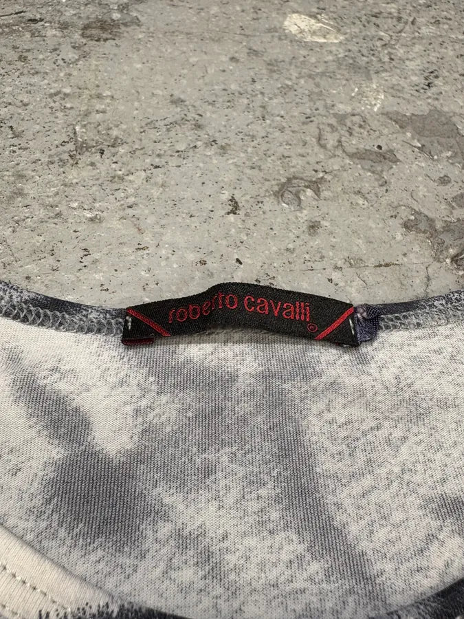 FW2000 Roberto Cavalli Zebra Savage White & Blue Tee-Shirt (S) HqXWLDt 5