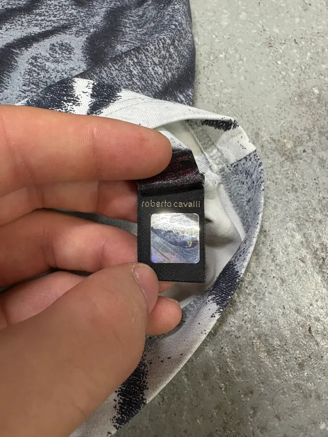 FW2000 Roberto Cavalli Zebra Savage White & Blue Tee-Shirt (S) HqXWLDt 7