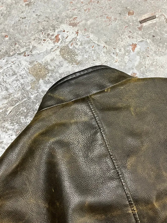 2000s Armani AJ Brown Eroded Leather Leather Biker Jacket  lNprNeS 7