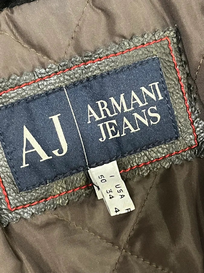 2000s Armani AJ Brown Eroded Leather Leather Biker Jacket  lNprNeS 11