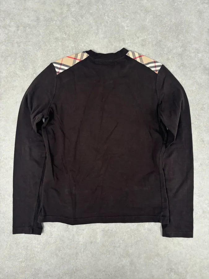 Burberry Brown Cotton Check Shoulder Panel Longsleeve T-Shirt  fscKjGl 5