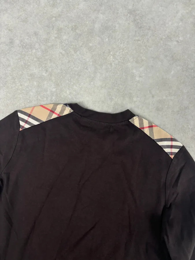 Burberry Brown Cotton Check Shoulder Panel Longsleeve T-Shirt  fscKjGl 6