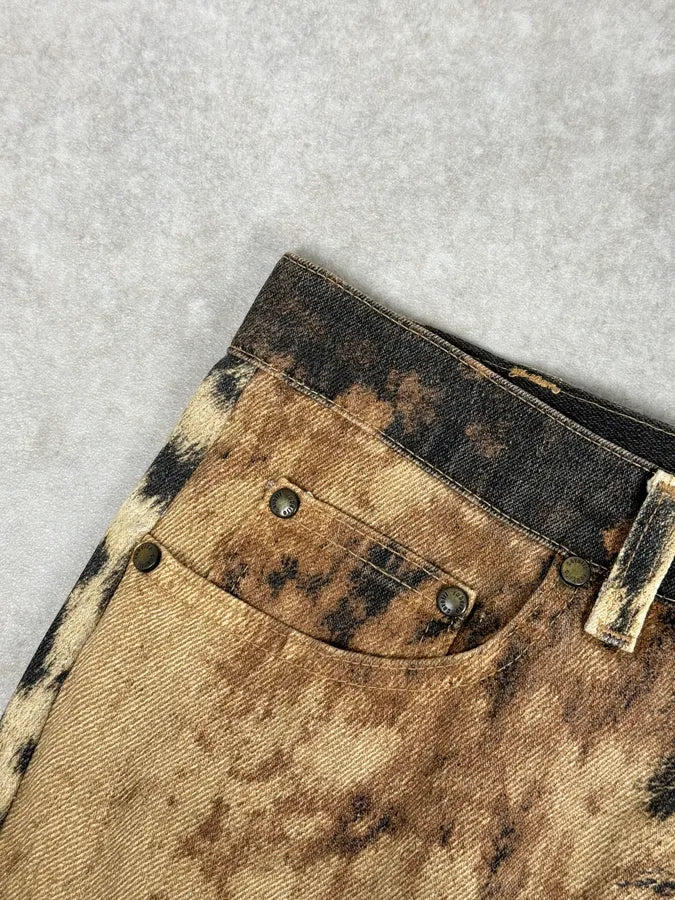 AW2001 Roberto Cavalli Beige Denim Leopard Print Skirt pncFALK 8