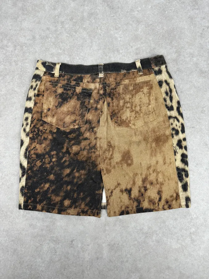 AW2001 Roberto Cavalli Beige Denim Leopard Print Skirt pncFALK 5