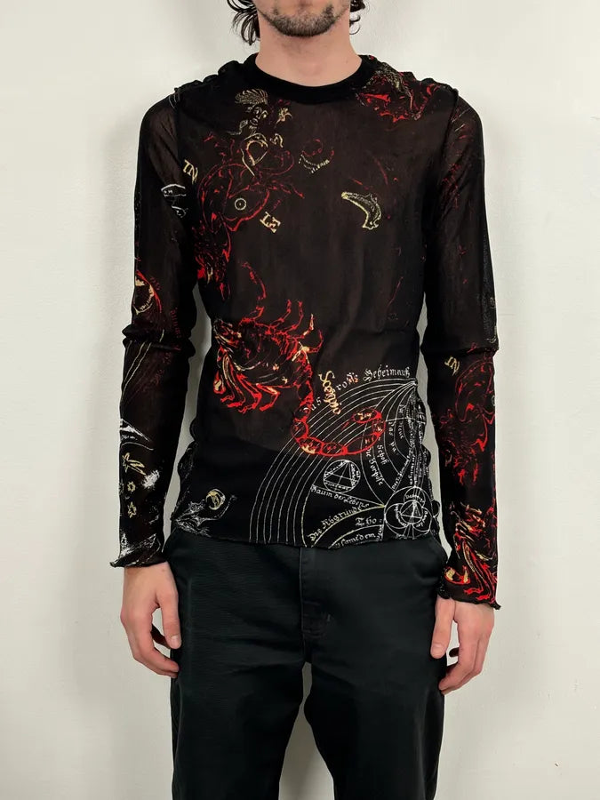 AW2003 Cavalli Black Astrology Mythological Graphics Longsleeve T-Shirt WayBuGH 1