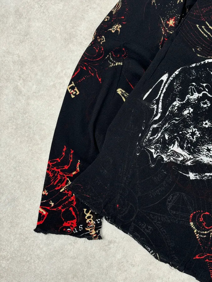 AW2003 Cavalli Black Astrology Mythological Graphics Longsleeve T-Shirt WayBuGH 6