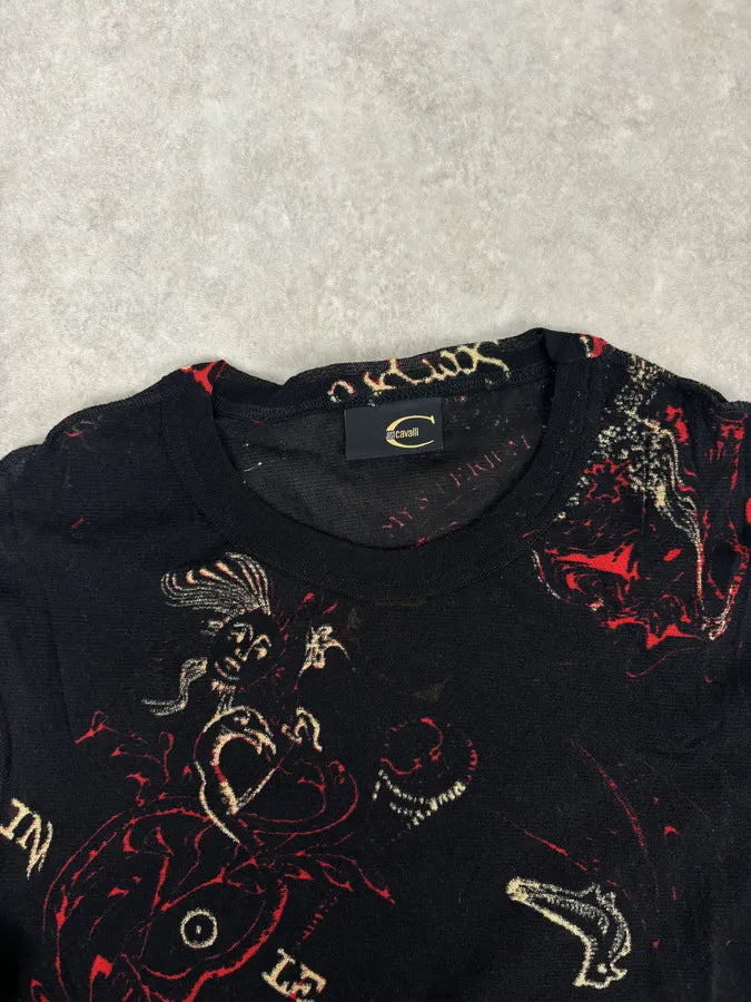 AW2003 Cavalli Black Astrology Mythological Graphics Longsleeve T-Shirt WayBuGH 3
