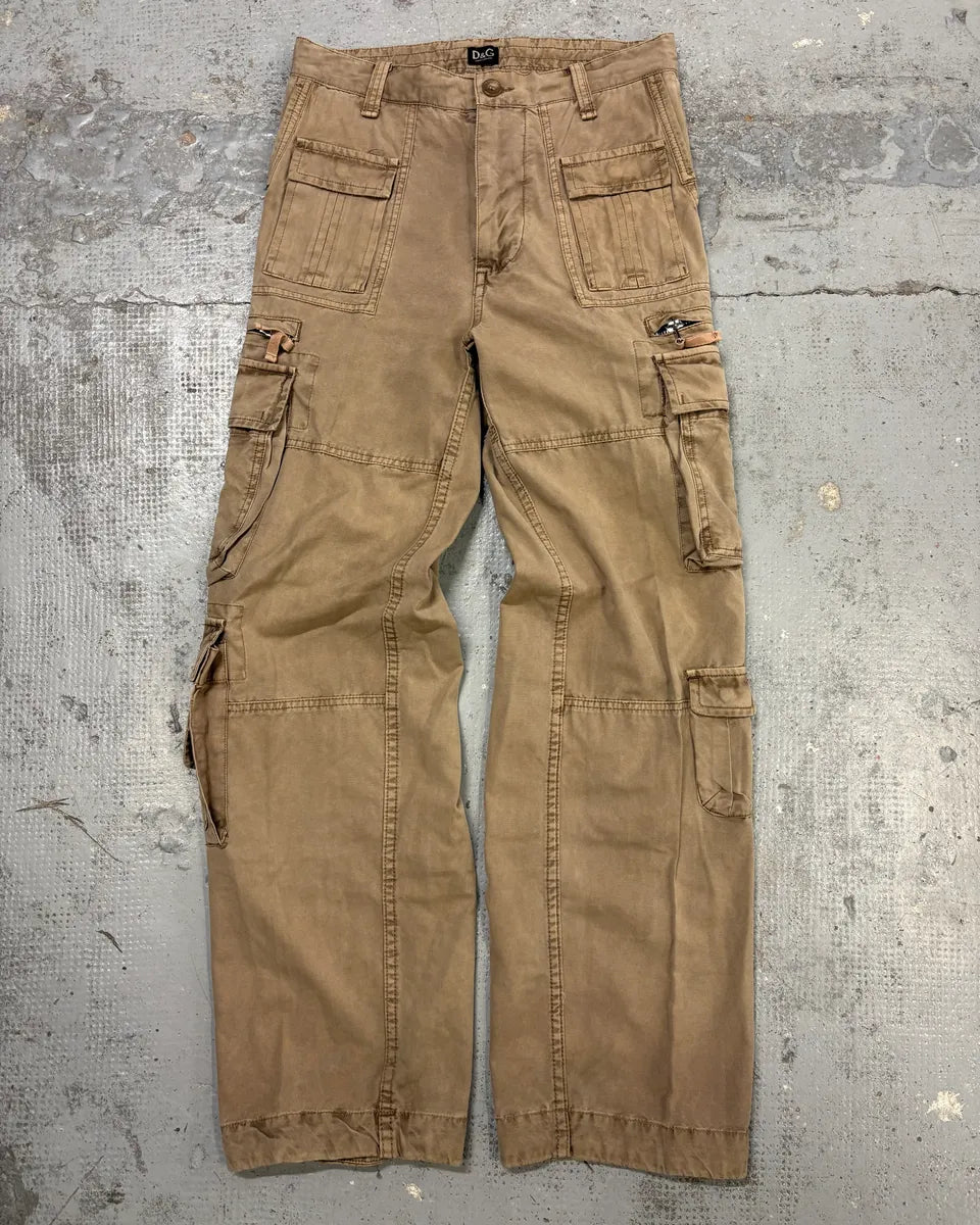 AW2006 Dolce & Gabbana Beige Cotton Multi-Pocket Cargo Pants xwtqPoU 3