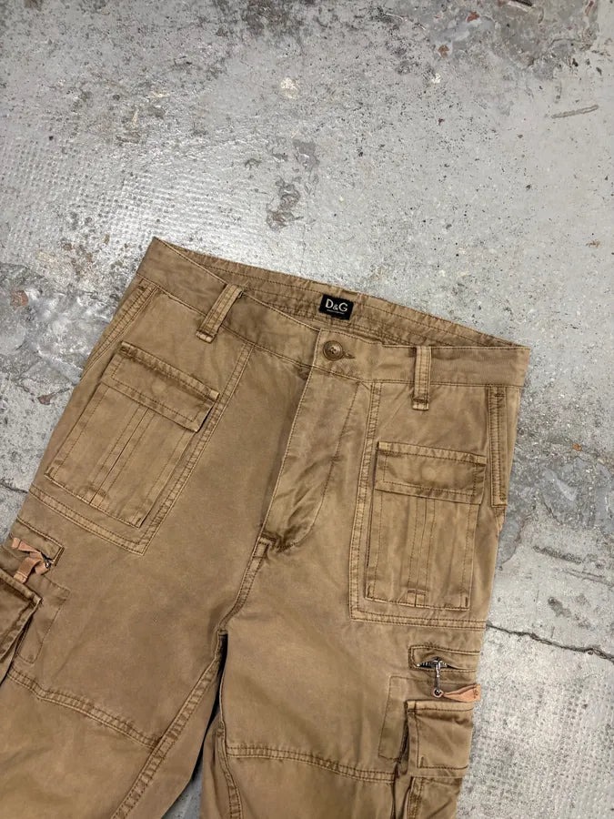 AW2006 Dolce & Gabbana Beige Cotton Multi-Pocket Cargo Pants xwtqPoU 5