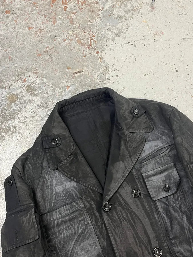 AW2003 Dolce & Gabbana Black Cotton Cargo Long Jacket icWxLUR 4
