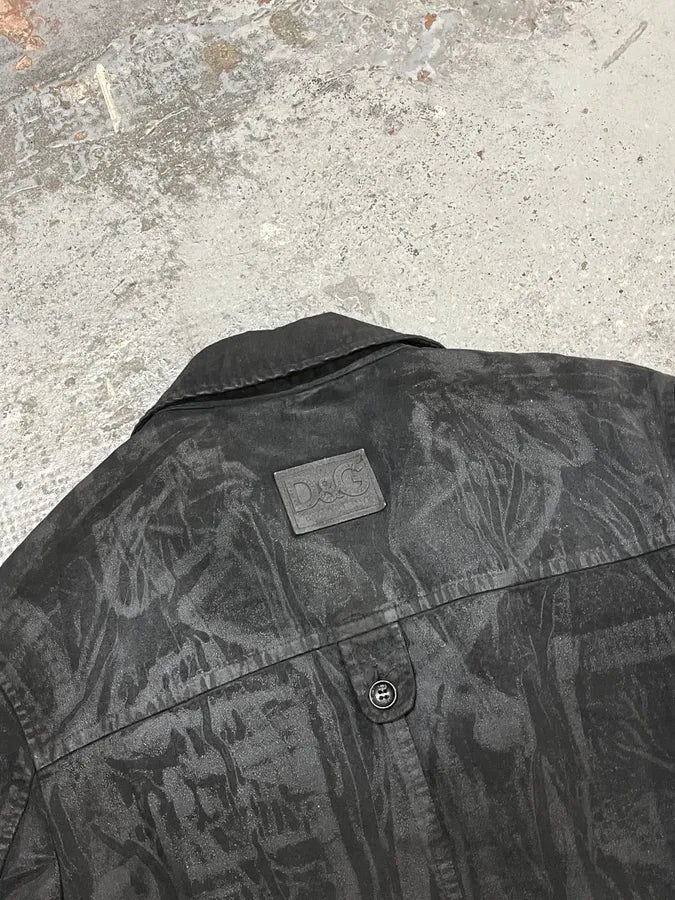 AW2003 Dolce & Gabbana Black Cotton Cargo Long Jacket icWxLUR 7