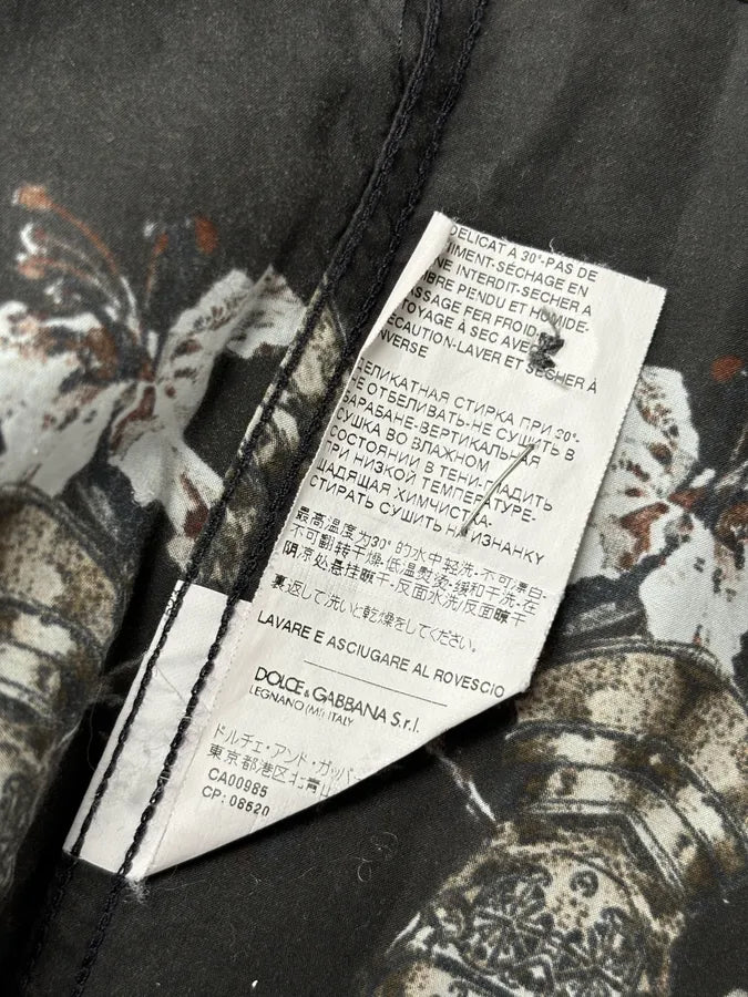 2010s Dolce & Gabbana Knight Floral Eagle Crown Print Black Shirt EUrWXUn 10
