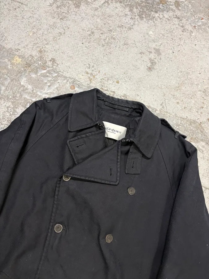 2000s Yves Saint Laurent Black Buttoned Trench Coat  ztPQPPl 3