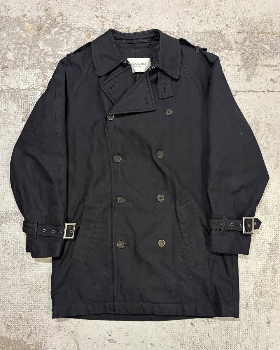2000s Yves Saint Laurent Black Buttoned Trench Coat  ztPQPPl 0