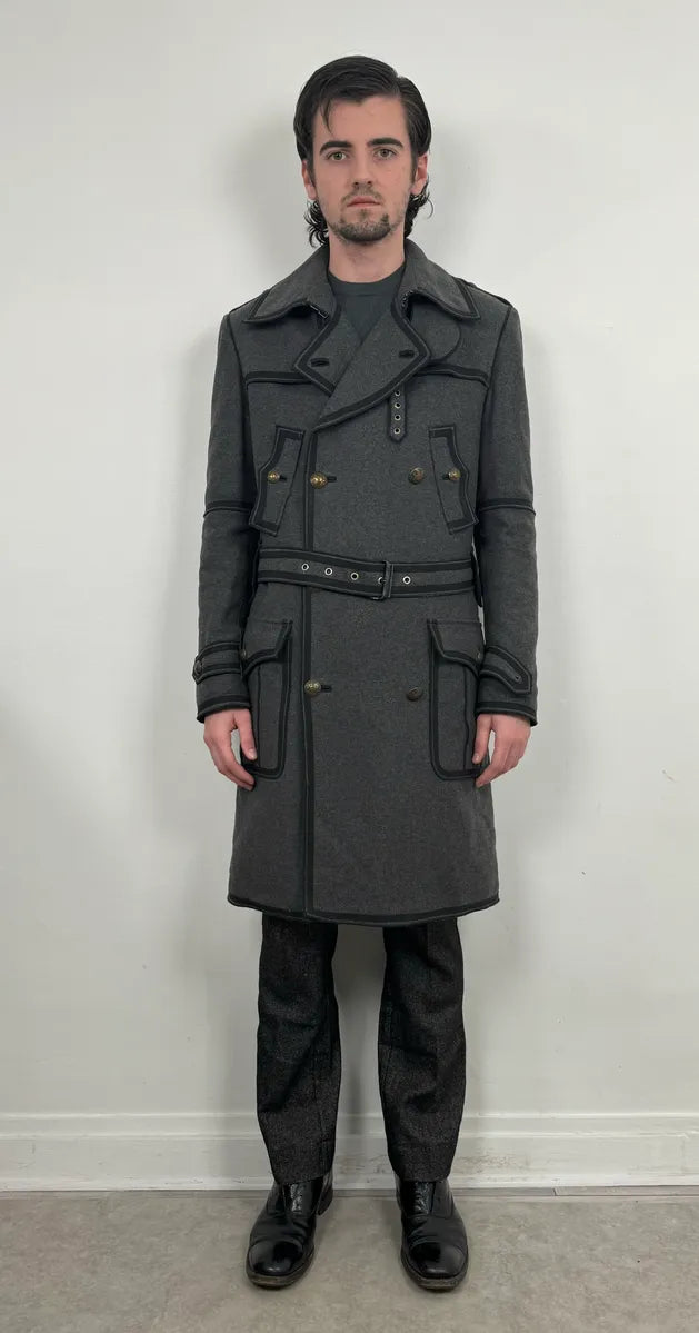 AW2009 Dolce & Gabbana Grey Wool Officer Trench Coat yIhyzmR 2