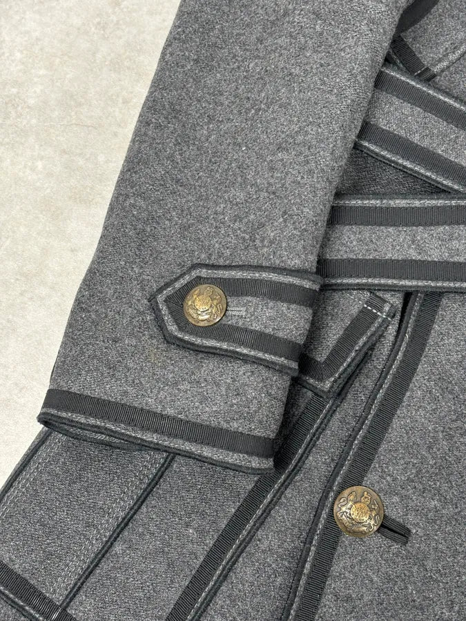 AW2009 Dolce & Gabbana Grey Wool Officer Trench Coat yIhyzmR 11