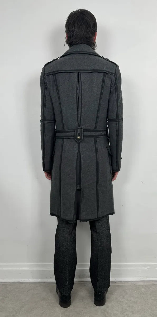 AW2009 Dolce & Gabbana Grey Wool Officer Trench Coat yIhyzmR 3