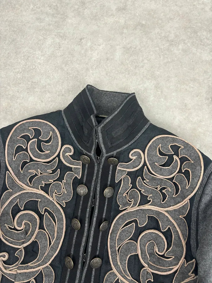 AW2009 Dolce & Gabbana Grey Wool Baroque Embroidered Officer Jacket yZamRDT 4