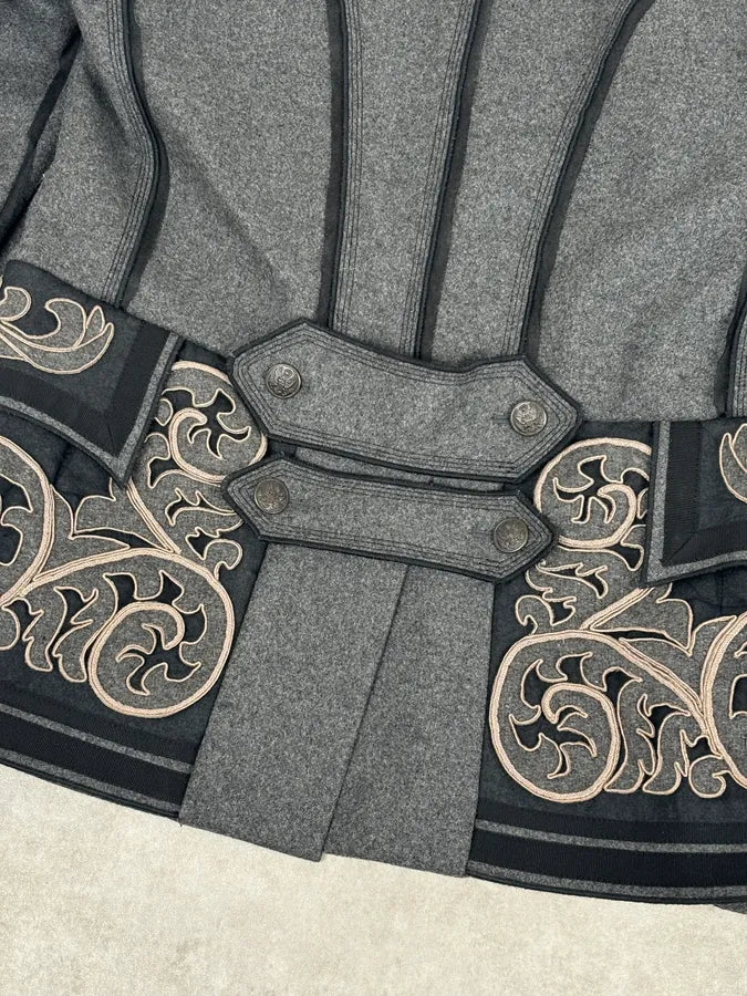 AW2009 Dolce & Gabbana Grey Wool Baroque Embroidered Officer Jacket yZamRDT 9