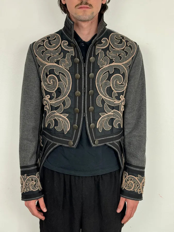 AW2009 Dolce & Gabbana Grey Wool Baroque Embroidered Officer Jacket yZamRDT 1