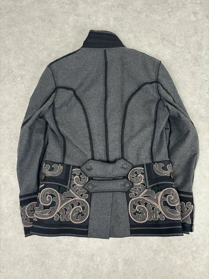 AW2009 Dolce & Gabbana Grey Wool Baroque Embroidered Officer Jacket yZamRDT 5